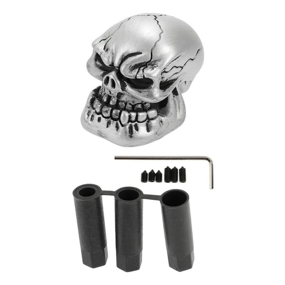 Unique Bargains 7cm Gear Shift Knob Resin Skull for Automatic and Manual Vehicle with 3 Adapter Silver Tone 1 Set