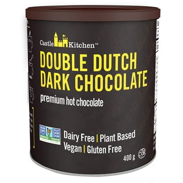 Castle Kitchen Double Dutch Premium Dark Hot Chocolate Mix - Vegan, Plant Based, Gluten Free, Dairy Free, Non-GMO Project Verified, Kosher, Just Add Water - 14 oz