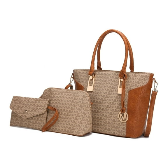 MKF Collection Shonda 3PC Tote with Cosmetic Pouch & Wristlet by Mia K. - Burgundy