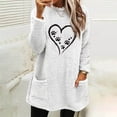 thumbnail image 3 of Maplenight Fleece Pullover Sweatshirt for Women Fuzzy Heart Graphic Longline Cozy Winter Warm Tunic Tops with Pockets, 3 of 4