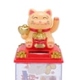 thumbnail image 3 of Riousery Solar Waving Cat Lucky Fortune Cat Gold Statue 3.62 x 3.15 x 3.15 inches / 9.2 x 8 x 8 cm Solar Powered Waving Arm Beckoning Cat for Home Office Car Decoration Yellow, 3 of 9