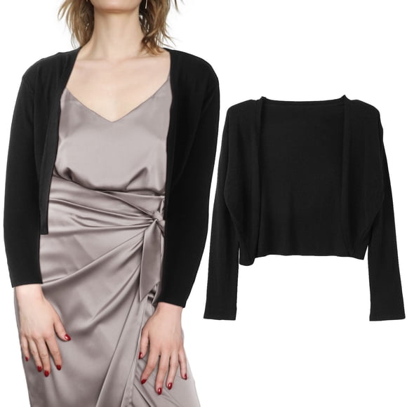 unbranded Cardigan Shrugs Negro Transpirable Y De Manga Larga Para Complementar Y Eventos