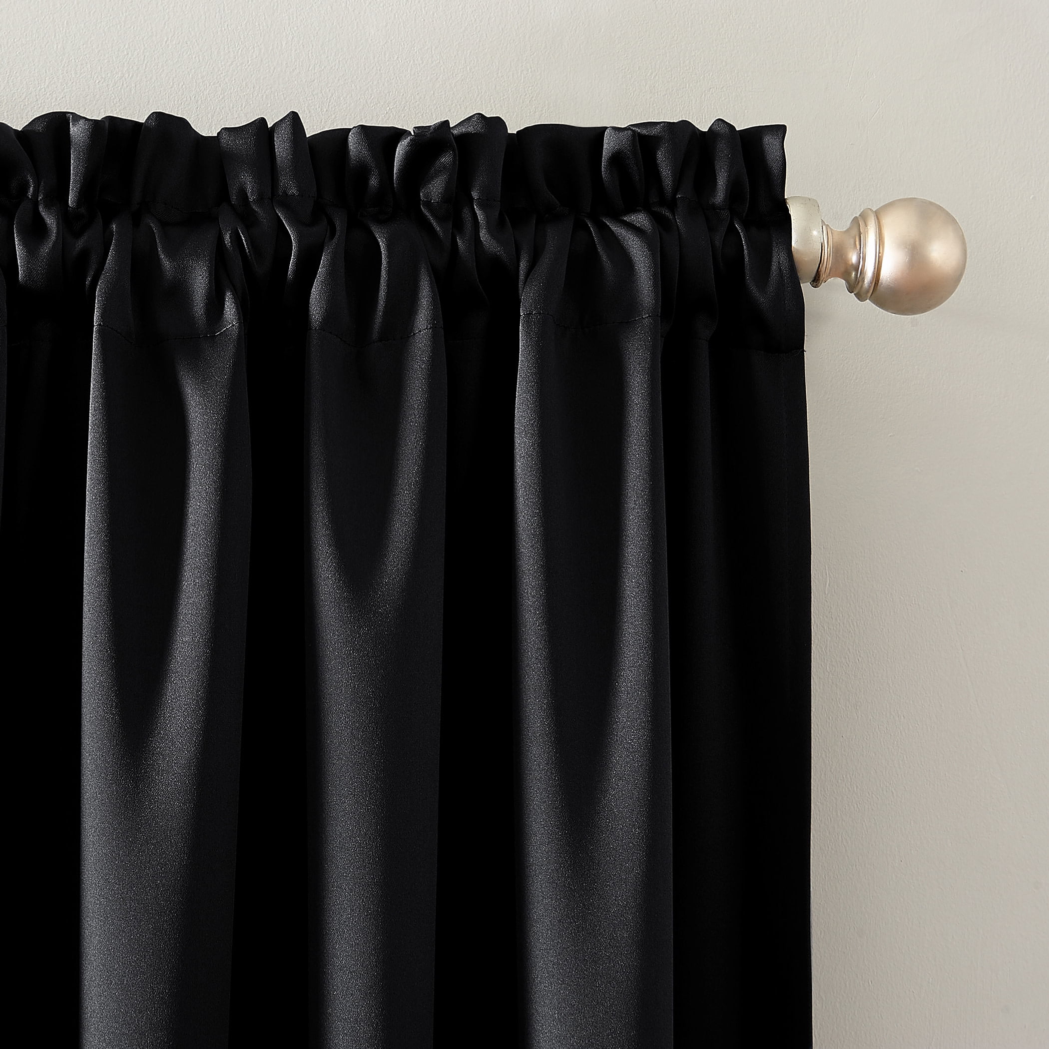 Sun Zero Malmo 1-Piece Theater Grade Extreme 100% Blackout Rod Pocket Curtain Panel, 52"X63", Black