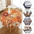 thumbnail image 4 of Odenmar Daisy Floral Round Tablecloth 60 Inch, Farmhouse Waterproof Table Cover, Rustic Flower Design for Dining Table, Kitchen, Party Indoor Outdoor, 4 of 6
