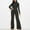 Black, variant on Kiplyki Fall Ladies Pants Women's Wide Leg Pants Solid Long Sleeve Jumpsuit Long Pants