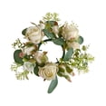 thumbnail image 2 of Corona de vela corona de rosa artificial adorno de adornos de velas de candelabro para la sala de estar para sala de estar Acción Beige, 2 of 9