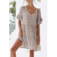 thumbnail image 2 of Cizayoi Women's Summer V Neck Ruffle Short Sleeve A Line Tiered Flowy Casual Mini Beach Dress, 2 of 5