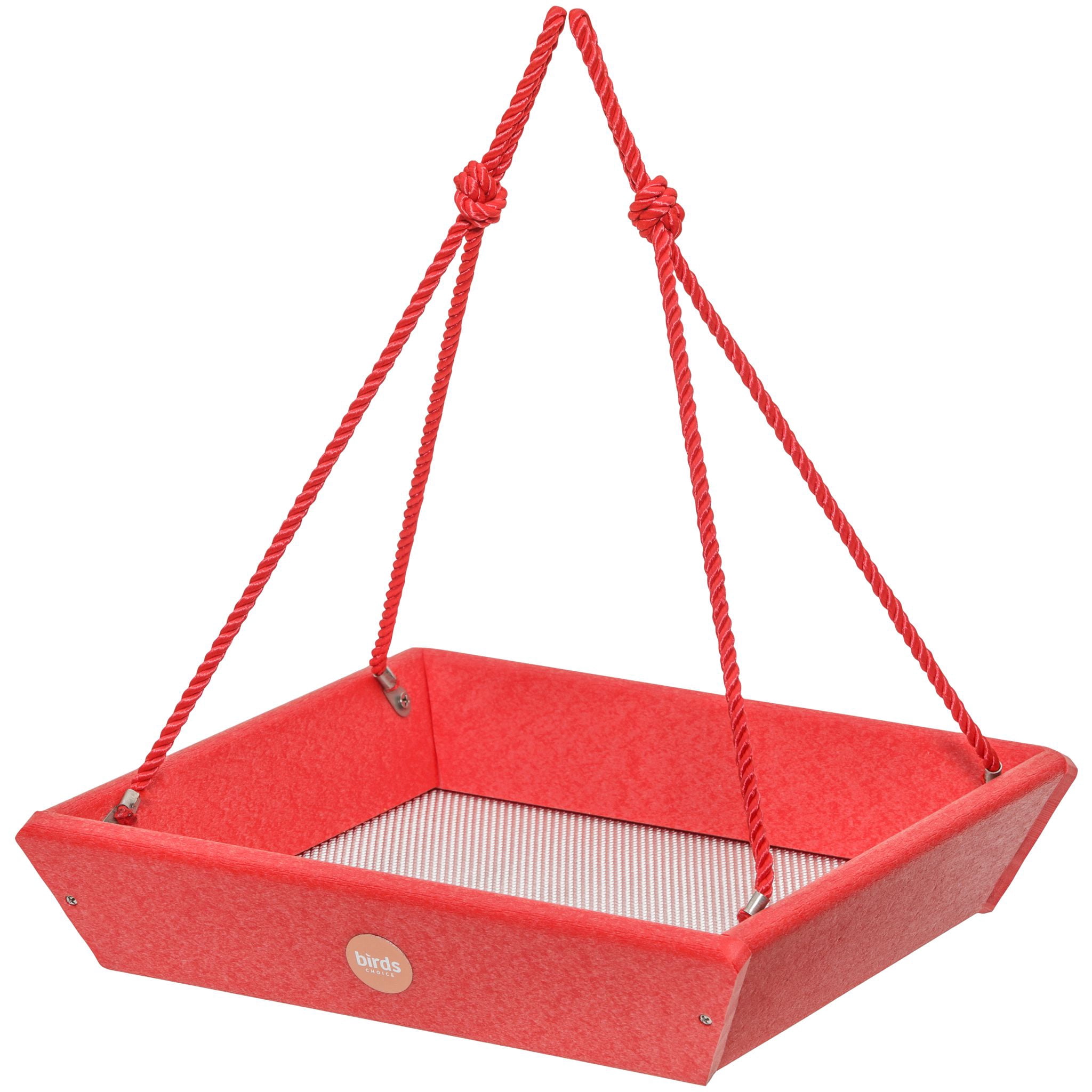 Birds Choice 11.25" Color Pop Collection Recycled Plastic Hanging Tray Bird Feeder, Red