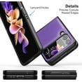 thumbnail image 6 of Case for Samsung Galaxy Z Flip 4 5G (2022) Genuine Leather Back Cover Hard PC Protective Shell Slim Fit Phone Case for Galaxy Z Flip4 - Purple, 6 of 12