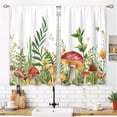 thumbnail image 3 of Mushroom Small Kitchen Curtains Sage Green Botanical Window Treatment Boho Wildflowers Plant Leaf Cafe Short Window Curtains for Bathroom Dining Laundry Room Tier Treatment Drapes 27.5x39 inch, 3 of 6