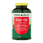 Spring Valley Fish Oil Omege-3 Dietary Supplement Softgels for Heart Health, 1000 mg, 300 Count