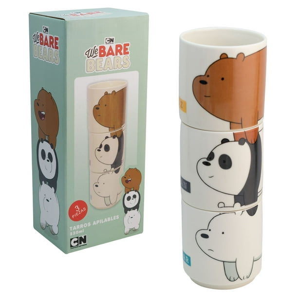 Set 3 Tazas Apilables De Cerámica Ambient 21 Osos Escandalosos 330 Ml con Caja de Regalo