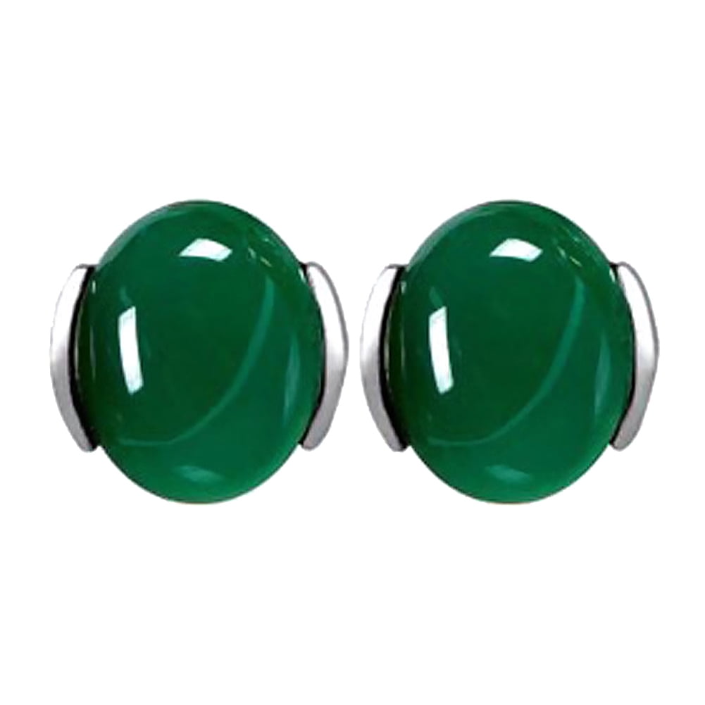 Details about    Natural Green Agate 925 Sterling Silver 6mm Round Stud Earrings Gift Boxed 