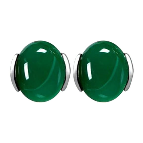 NUZYZ Women Green Agate Stone Inlaid Plated Stud Earrings Jewelry Gift