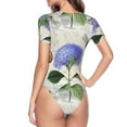 thumbnail image 4 of Gaeub Vintage Flower Women'S Short Sleeve One Piece Swimsuit Sexy High-Waisted Bodysuit For Swimming, Beach, Sports - Small, 4 of 9