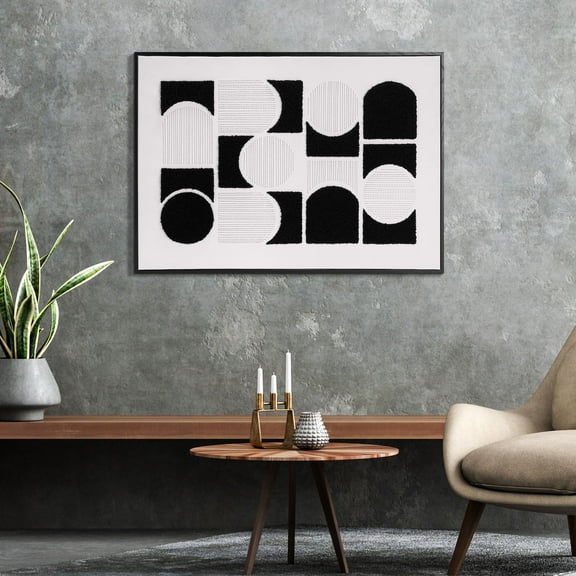 American Art Decor Memories in Shapes Framed Printed, Embroidered & Tufted Canvas Wall Art - 20.75" x 28.75"