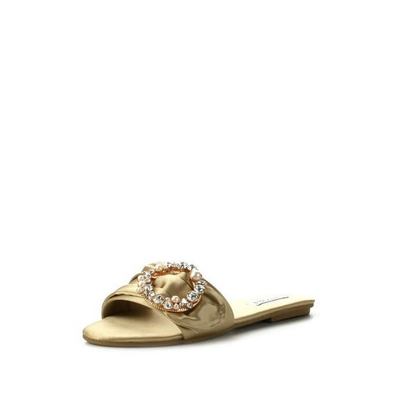 CAPE ROBBIN SADIE-3 NUDE SLIP ON RHINESTONE MULE SANDALS (6)