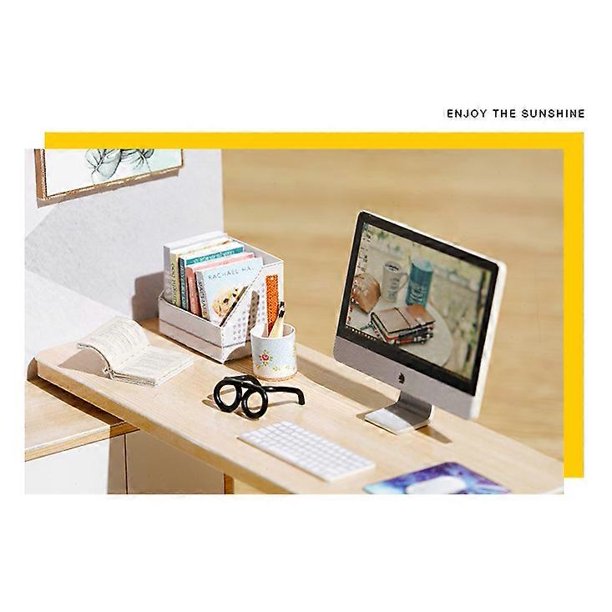 1 piece of DIY cabin sunshine study room 1:32 mini collection version assembly cabin ornaments gift creative desktop ornaments handmade gifts, creativ