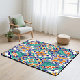 thumbnail image 6 of CURLYOOT Mexican Area Rug 3x5 Ft Rugs for Entryway Entrance Kitchen, Washable Non Slip Mexican Tile Indoor Floor Carpet for Bedroom Living Room, 6 of 7