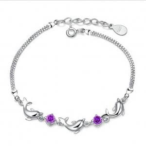 Fancyleo jewelry amethyst dolphins bracelet men to send his girlfriend a birthday gift