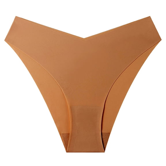 Ahabrexf Seamless Underwear for Women Low Waist Nylon Briefs Ice Silk Solid Color 1 Pc