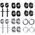 thumbnail image 1 of Ensemble de Boucles d'Oreilles Créoles Mode Croix Non Percée Boucles d'Oreilles à Charnière, 1 of 10