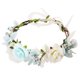 thumbnail image 1 of Corona de flores ajustable hecha a mano, diadema floral con halo, tocado para bodas, festivales y fiestas (C1-azul claro y blanco), 1 of 5
