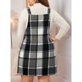 thumbnail image 4 of Women'S Plaid Plus Size Fall Winter Adjustable Straps Casual Sleeveless Pinafore Dresses with Pockets Black XXL, 4 of 5