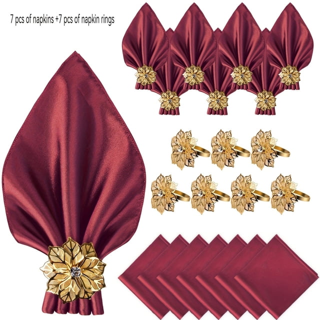 1 elegante juego de servilletas de raso con exquisitos servilleteros | Imprescindible for bodas y vacaciones.