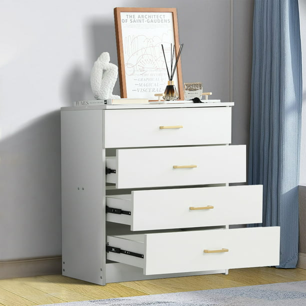 4 Drawer Wood Chest Of Drawers, Small Bedroom Dresser White