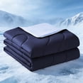 thumbnail image 2 of Exclusivo Mezcla Cooling Comforter Twin Size Navy, Lightweight Summer Blanket for Hot Sleepers, Soft Breathable Cool Bedding Duvet for Night Sweats, 68"x88", 2 of 9