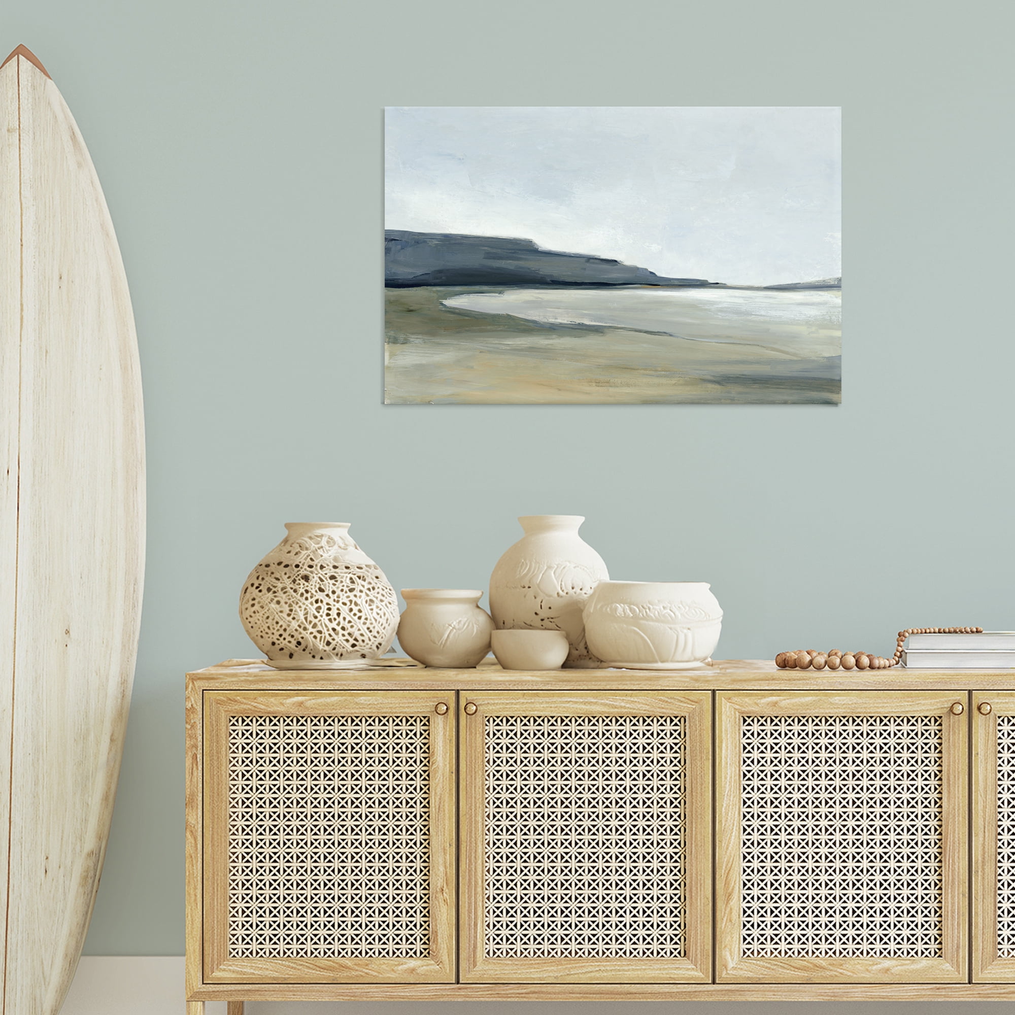Stupell Industries Muted Coastline Cliff Landscape & Nature Painting Wrapped Canvas Art Print Wall Art, 36 x 24