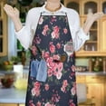 thumbnail image 6 of Pioneer Flower Floral Print Pattern Apron-Garden Aprons for Women with Pockets-Cotton Linen Waterproof Kitchen Cooking Gardening Aprons Adjustable for Kitchen,Cooking,BBQ and Salon 33x27 Inch, 6 of 7