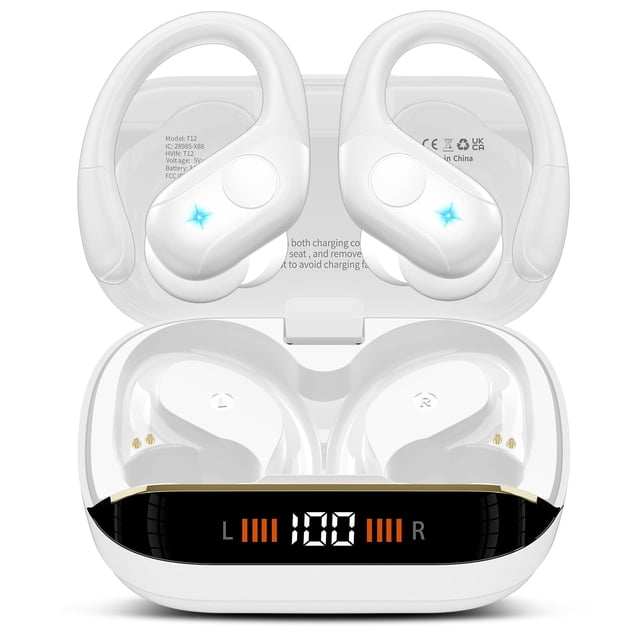 Auriculares inalámbricos Qecnato Bluetooth 5.4 75H Stereo IP7 blancos