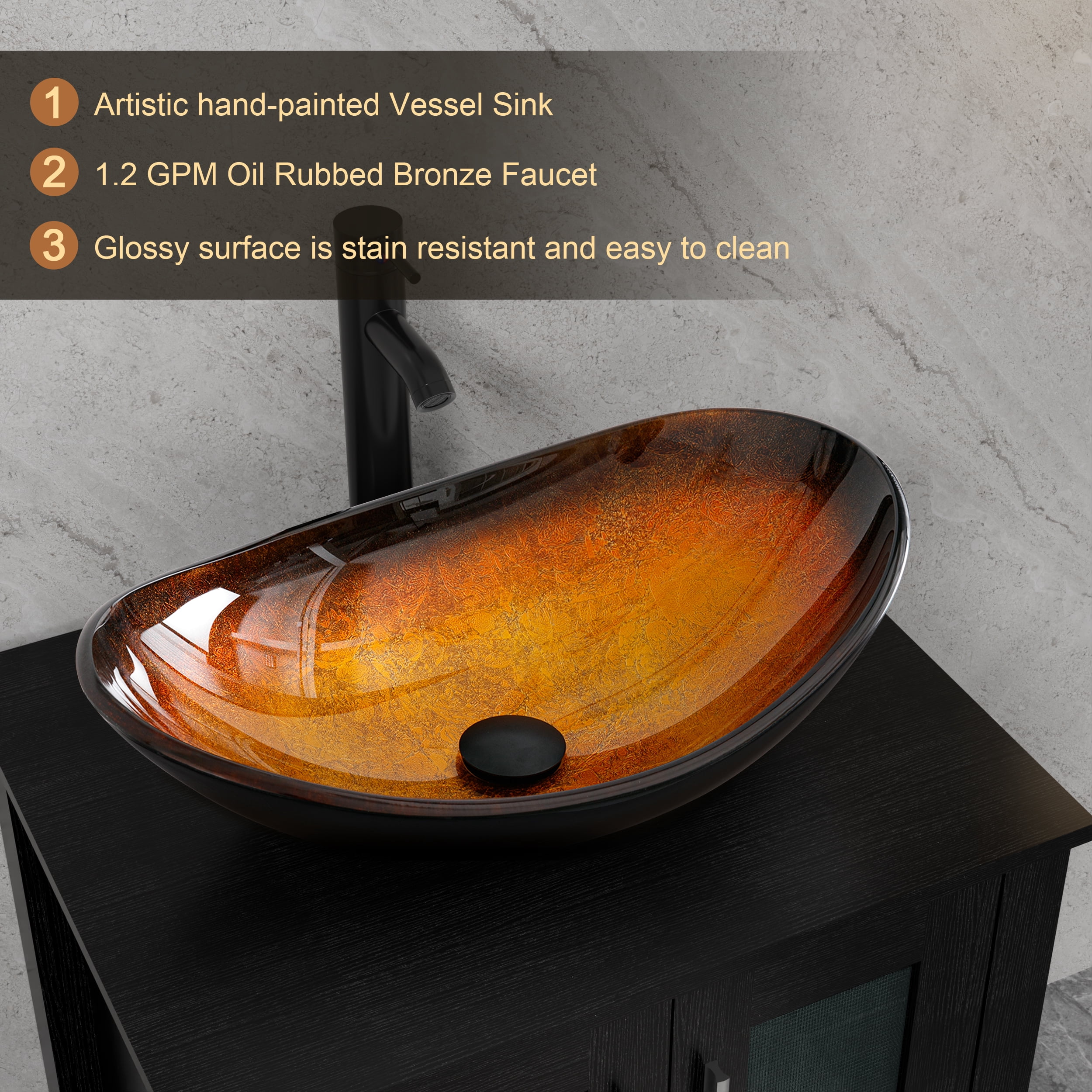 VS029BR 21" Stained Glass Bathroom Vessel Sink