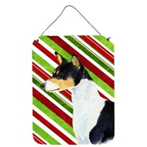 Basenji Candy Cane Holiday Christmas Wall or Door Hanging Prints