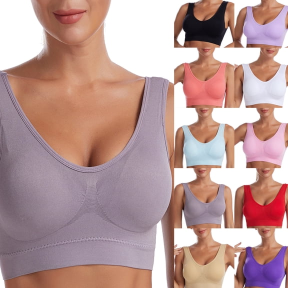 TTUHYWXI Seamless Comfort Bras for Women | Wireless Push Up Sports Bra | Soft, Breathable, Supportive Fit (Light Blue,90/40B-95/42B)