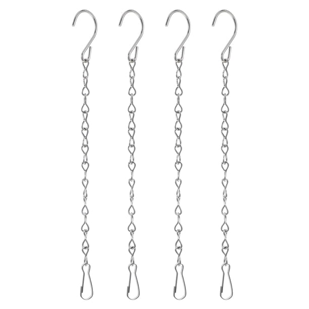 4 cadenas colgantes de acero inoxidable con ganchos en forma de S para plantas, macetas, faroles y adornos plateados