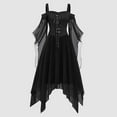 thumbnail image 2 of Halloween Outfits Gothic Style Dresses Plus Size Fashion Midi Dress Irregular Length with Flare Sleeves and Short Sleeve Party Dress for Women, 2 of 5
