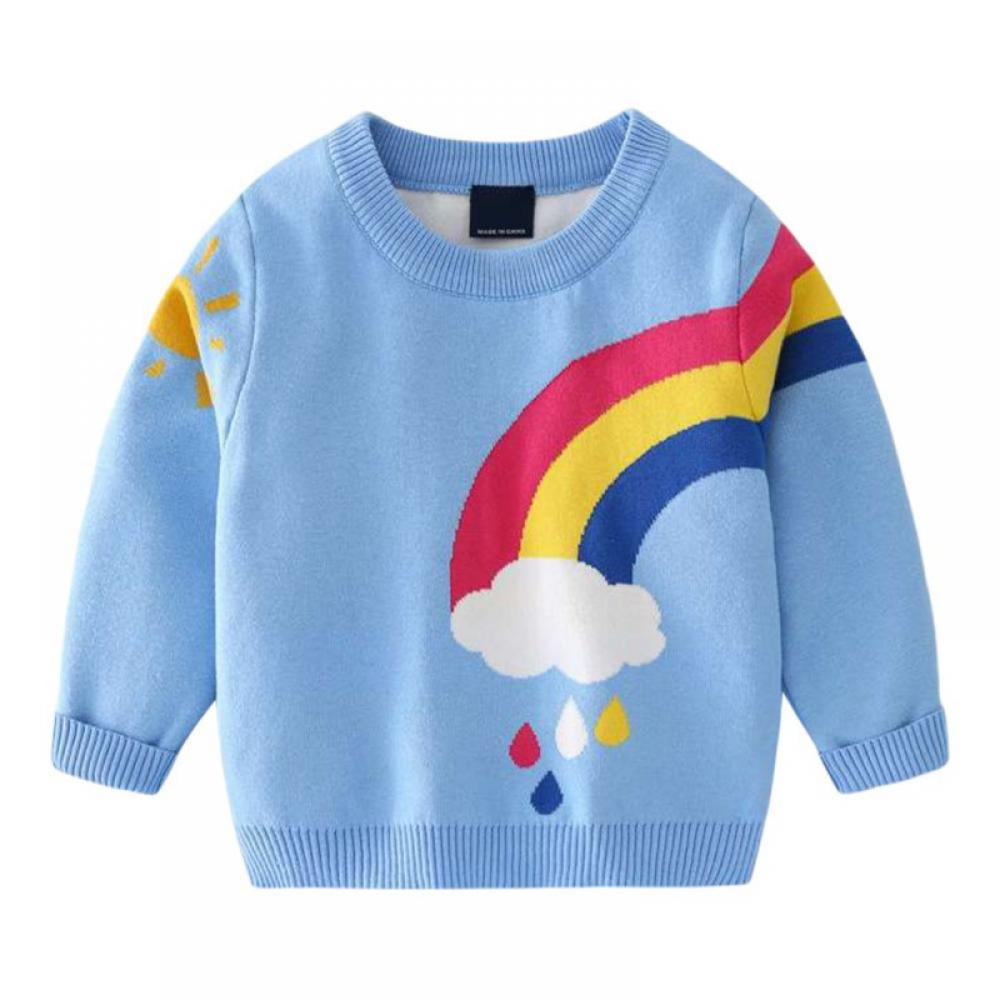 Toddler Newborn Infant Girls Boys Long Sleeve Rainbow Warm Tops Outfits Clothes