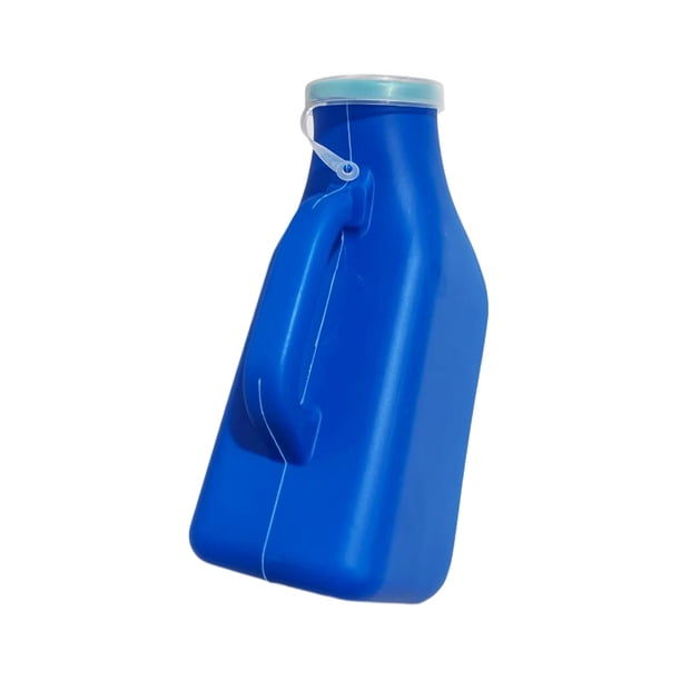 Seitruly Orinal masculino portátil con tapa con asa, orinal de 1200 ml para viajeros discapacitados y personas mayores Ayudas para vestirse con gancho de botón Azul 1200 ml