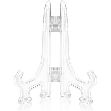 2pcs Clear Acrylic Easels Plastic Plate Stands Holders Small Fold Display Stand Picture Frame Photo Artwork Home Decoration - 4 Inch