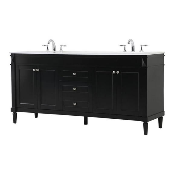 Elegant Decor Bennett 72" Aluminum MDF Double Bathroom Vanity in Black