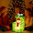 thumbnail image 3 of 12in Motorized Lighted Reindeer Gift Box with LED Lights, Auto-Opening Velvet Present for Indoor Outdoor Christmas Decor, Weather-Resistant Holiday Yard or Mantel Display, 3 of 4