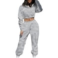 thumbnail image 1 of Conjunto de sudadera con capucha de felpa para mujer - Manga larga, dos piezas deportivas y de ocio - S-XXL, 1 of 4