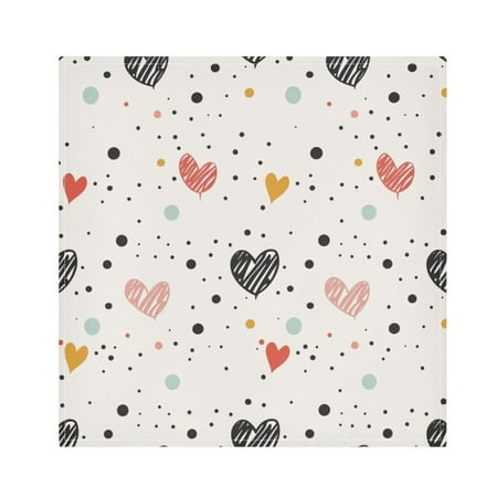 

JSTEL Polka Dot Hearts Cloth Napkins Set of 4 20x20 Inch Washable and Reusable Napkin for Decoupage Dinner Party Everyday Use