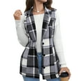 thumbnail image 3 of Stichou Womens Fall Flannel Plaid Vest Comfy Button Down Shirt Blazer Jacket Sleeveless Cardigan Coat Casual Outerwear Vests Dark Gray S, 3 of 6