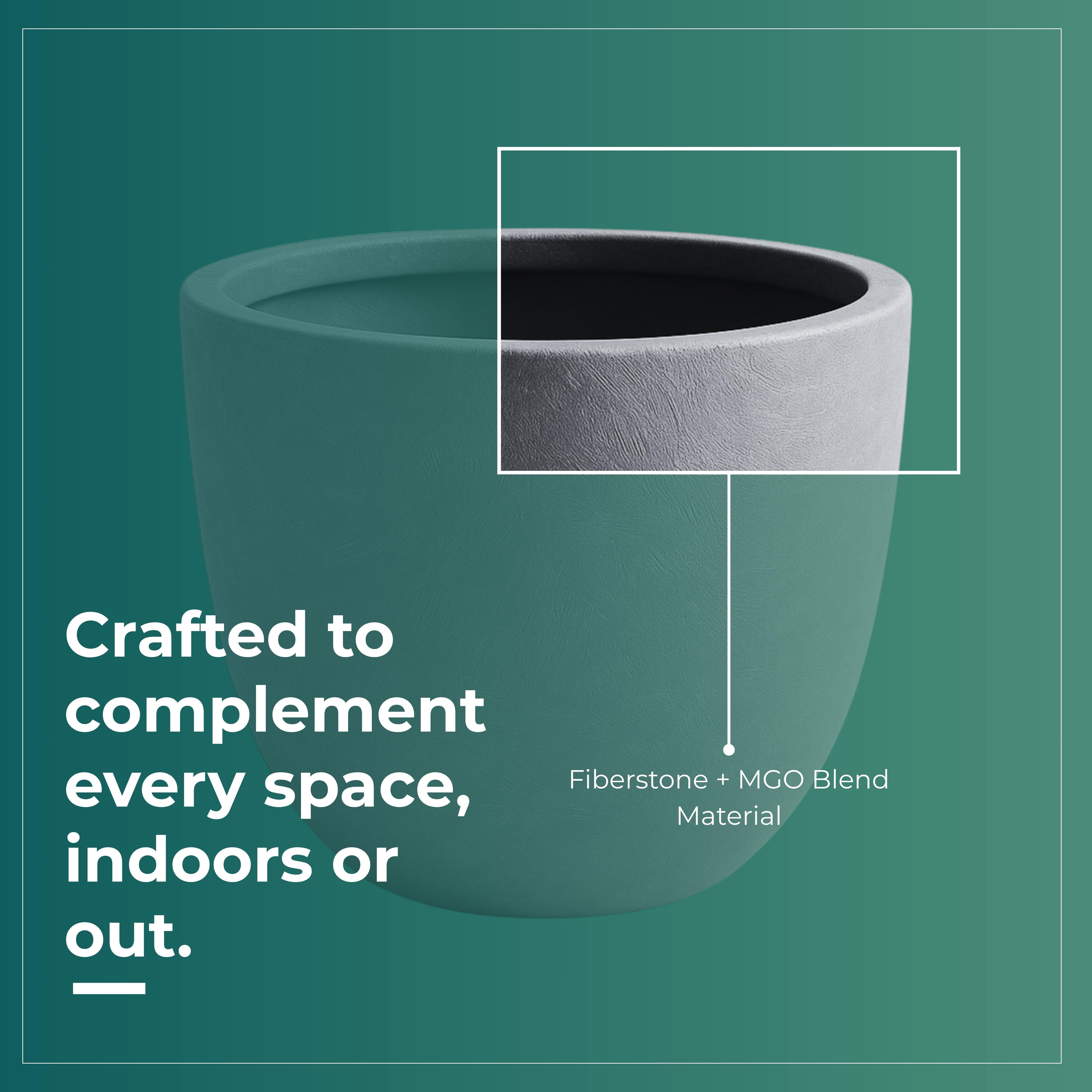 LeisureMod Dahlia Mid-Century Tapered Round Planter, Fiberstone & MgO Clay, Indoor/Outdoor Plant Pot