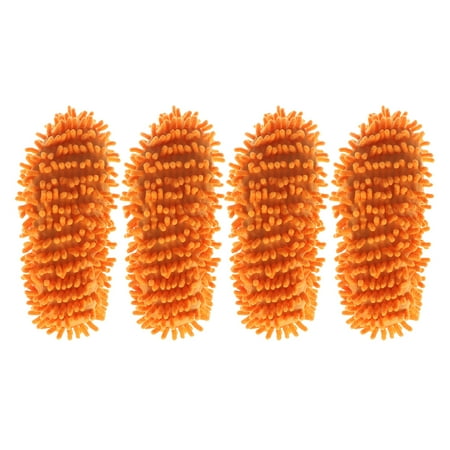 

Etereauty 4 Pcs Microfiber Dust Mop Slippers Multi-Function Floor Cleaning Lazy Shoe Covers Dust Hair Cleaner Foot Socks Mop Caps (Orange)