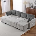 thumbnail image 2 of EUROCO 111.8" Sectional Sleeper Sofa with Pull Out Bed, U Shaped Sectional Couch with Storage Ottoman Convertible 6-Seater Sofa,Grey, 2 of 8